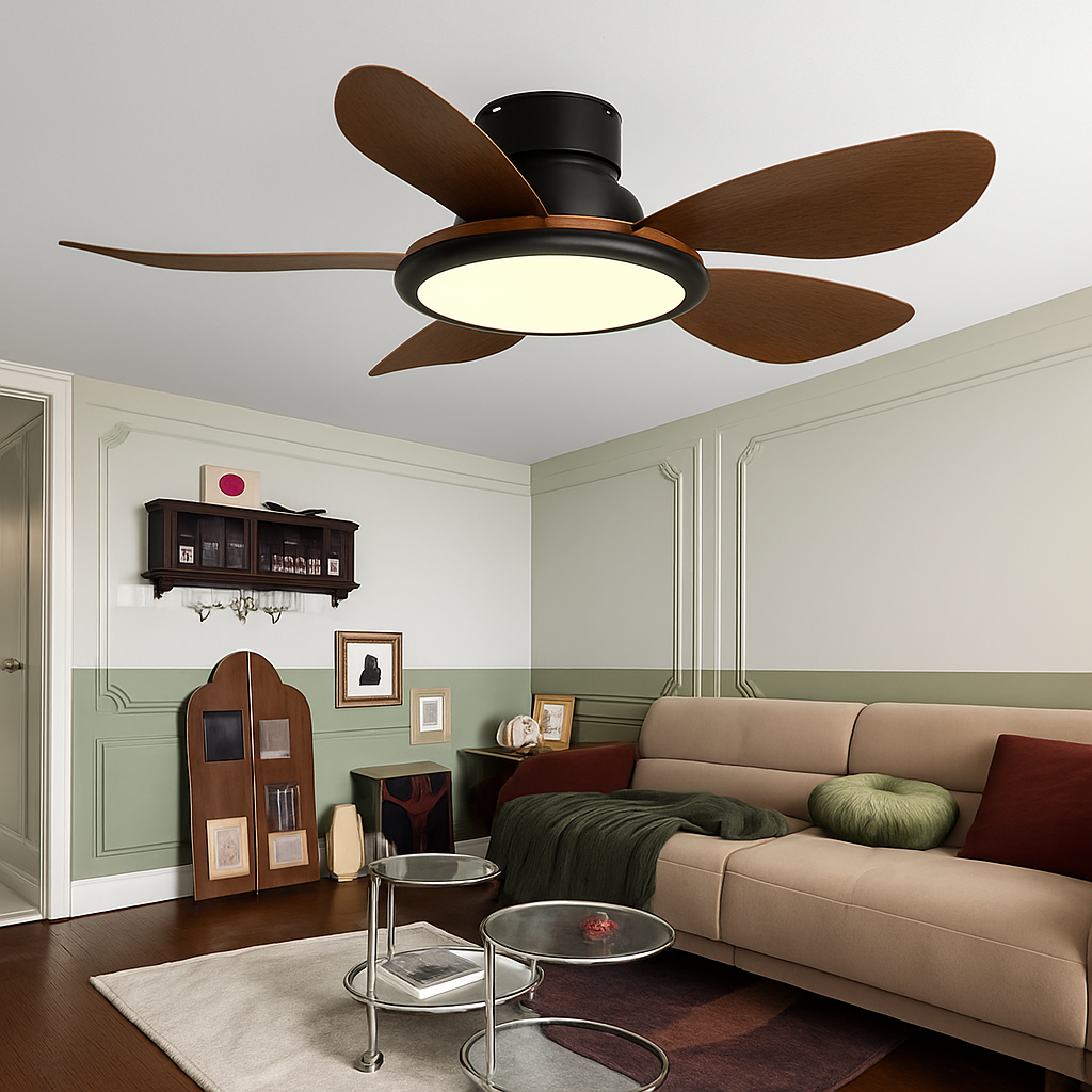 Modern ceiling fan with LED light and remote control