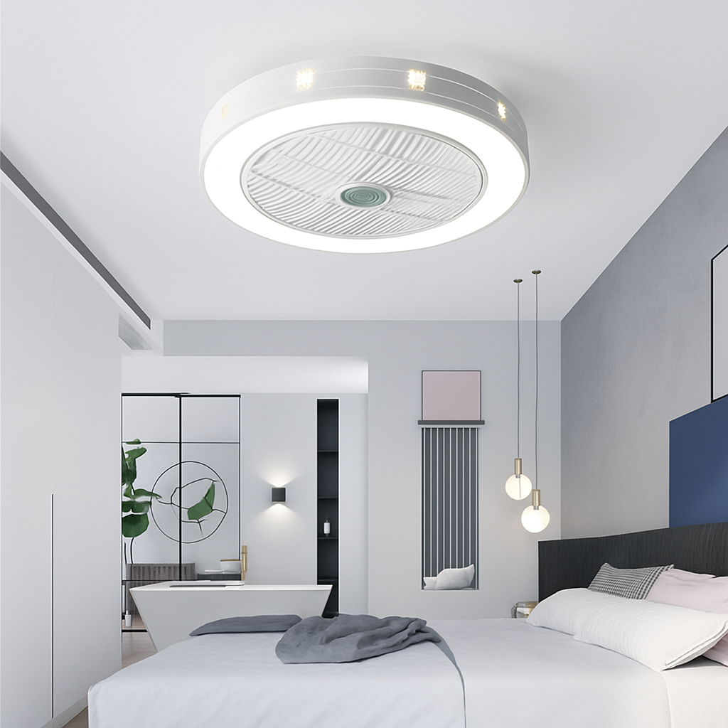 Modern ceiling fan with LED light and remote control