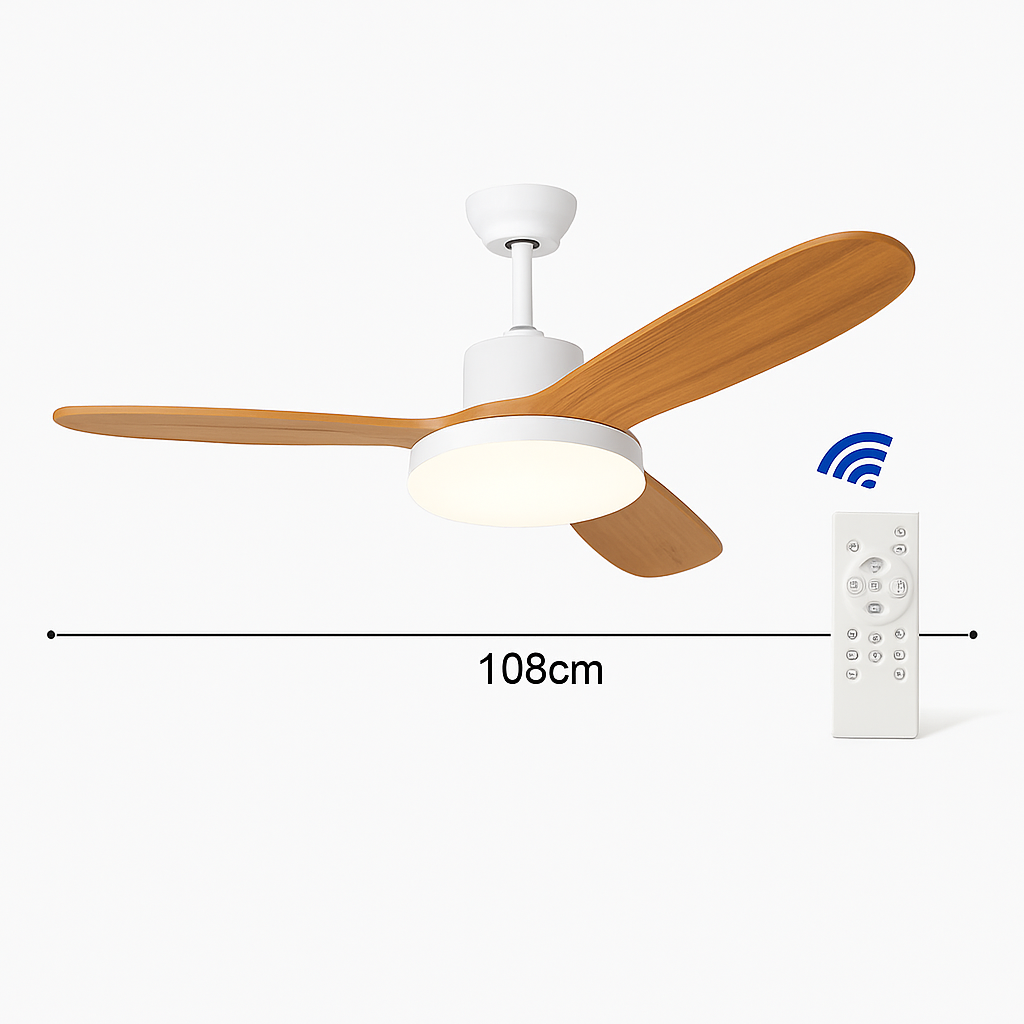 ventilateur de plafond moderne avec lumière télécommande et led modifiable - vue 8 sur 12