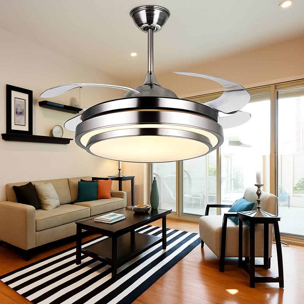 Modern ceiling fan with lights and remote control