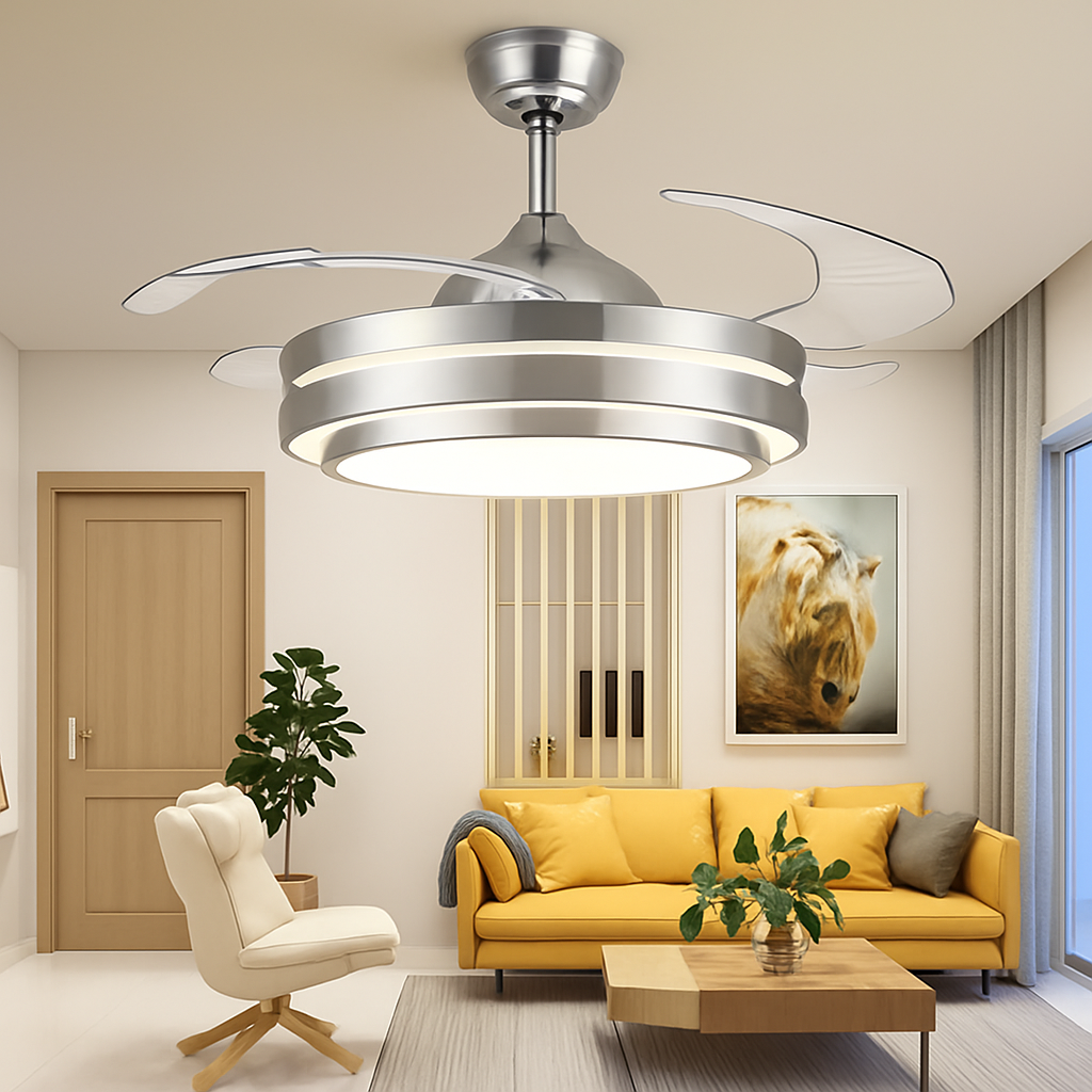 Modern ceiling fan with lights and remote control