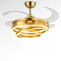 Modern ceiling fan with LED lights and rechargeable remote control