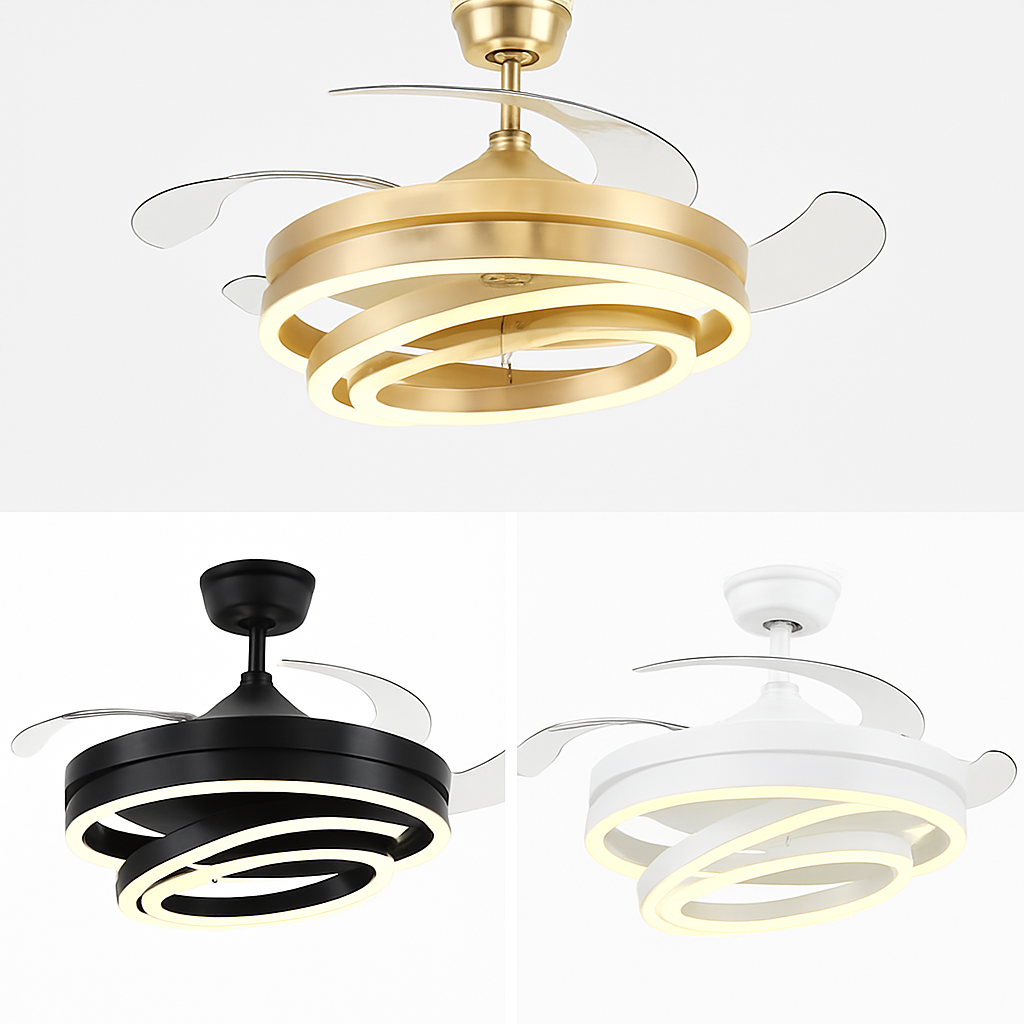 ventilateur de plafond moderne 	 avec lumières led télécommande rechargeable - vue 8 sur 15