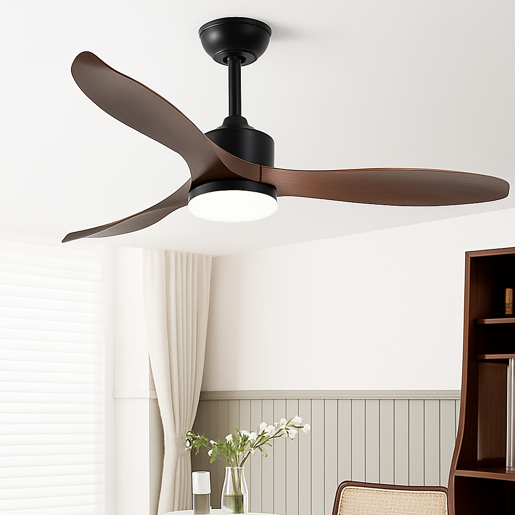 Modern ceiling fan with remote control and LED light