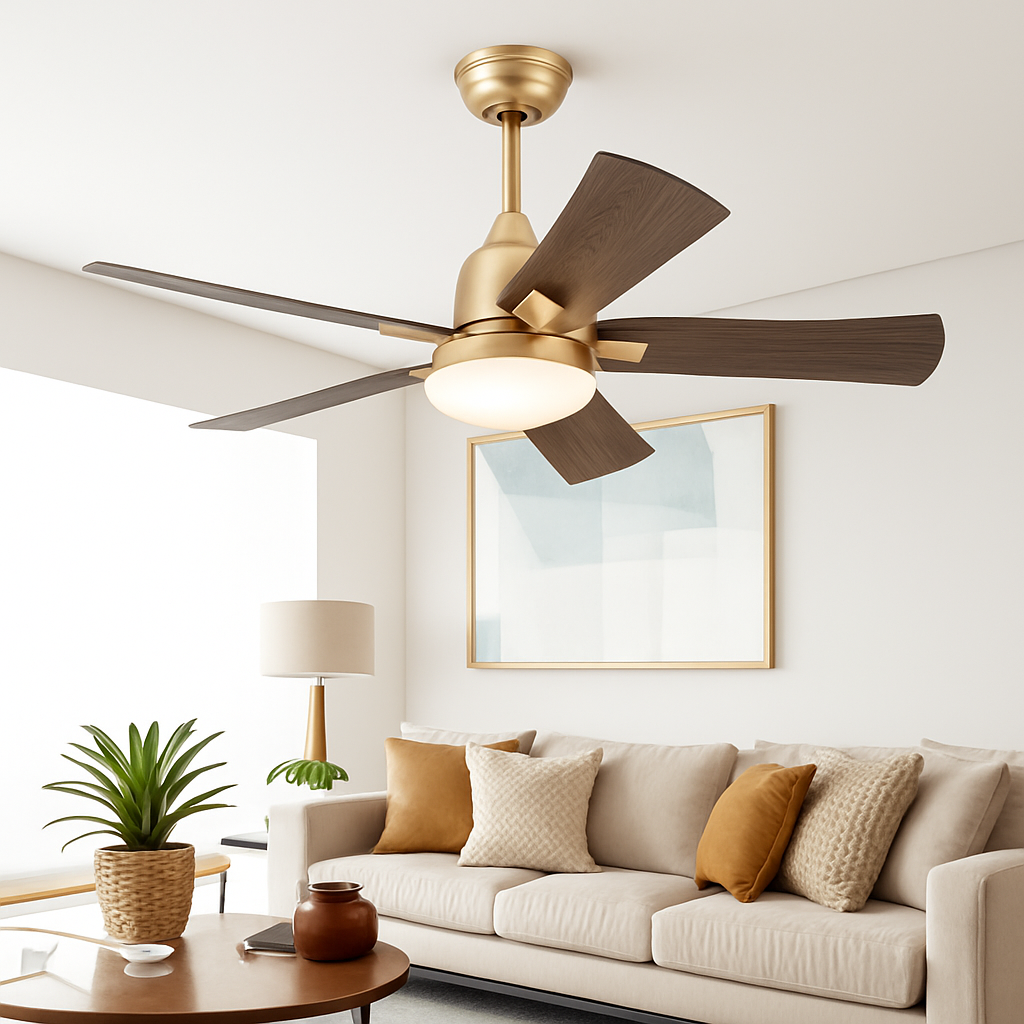 Modern wood ceiling fan with remote control and light