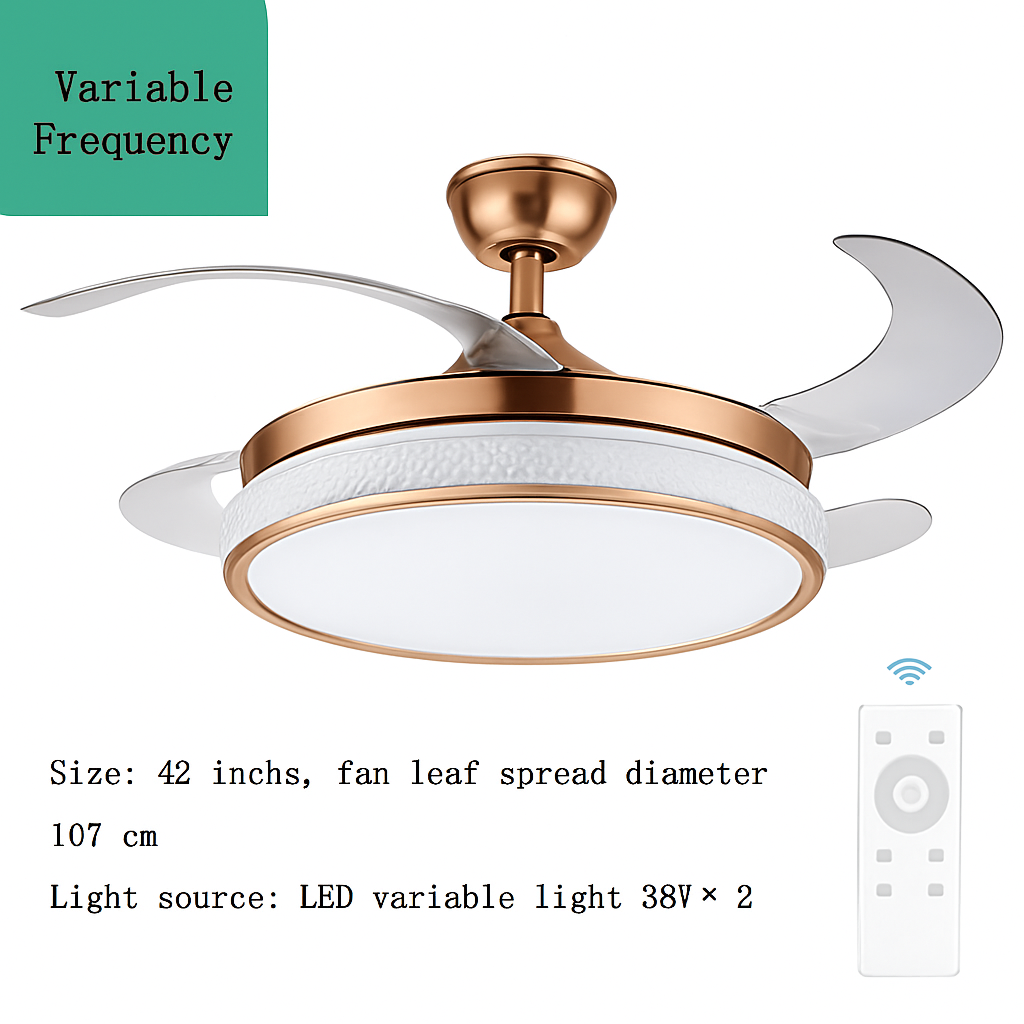 Modern smart LED ceiling fan with 4 retractable blades