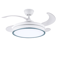 Modern smart LED ceiling fan with 4 retractable blades