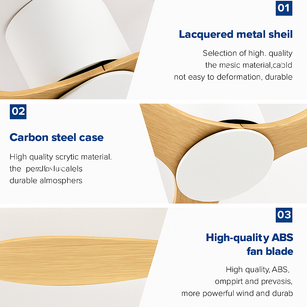 ventilateur de plafond moderne led sans lumière 6 vitesses avec télécommande - vue 4 sur 12