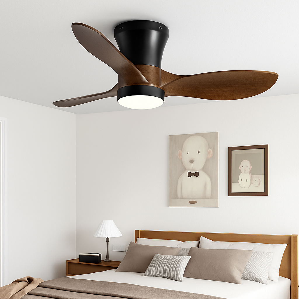 Modern LED ceiling fan with remote control and timer