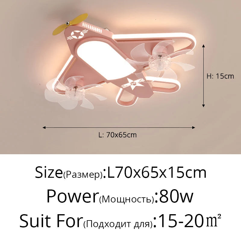 Modern children's ceiling fan with dimmable LED lighting and remote control