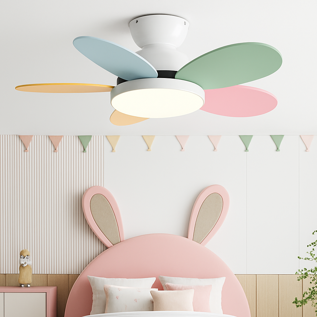Modern children's ceiling fan with light and remote control