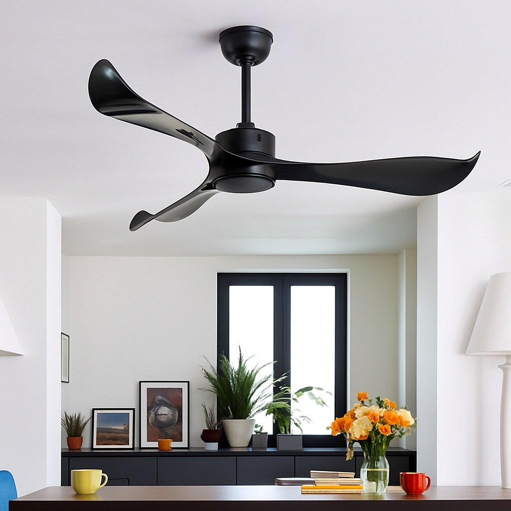 ventilateur de plafond moderne sans lumière télécommande design élégant - vue 5 sur 6