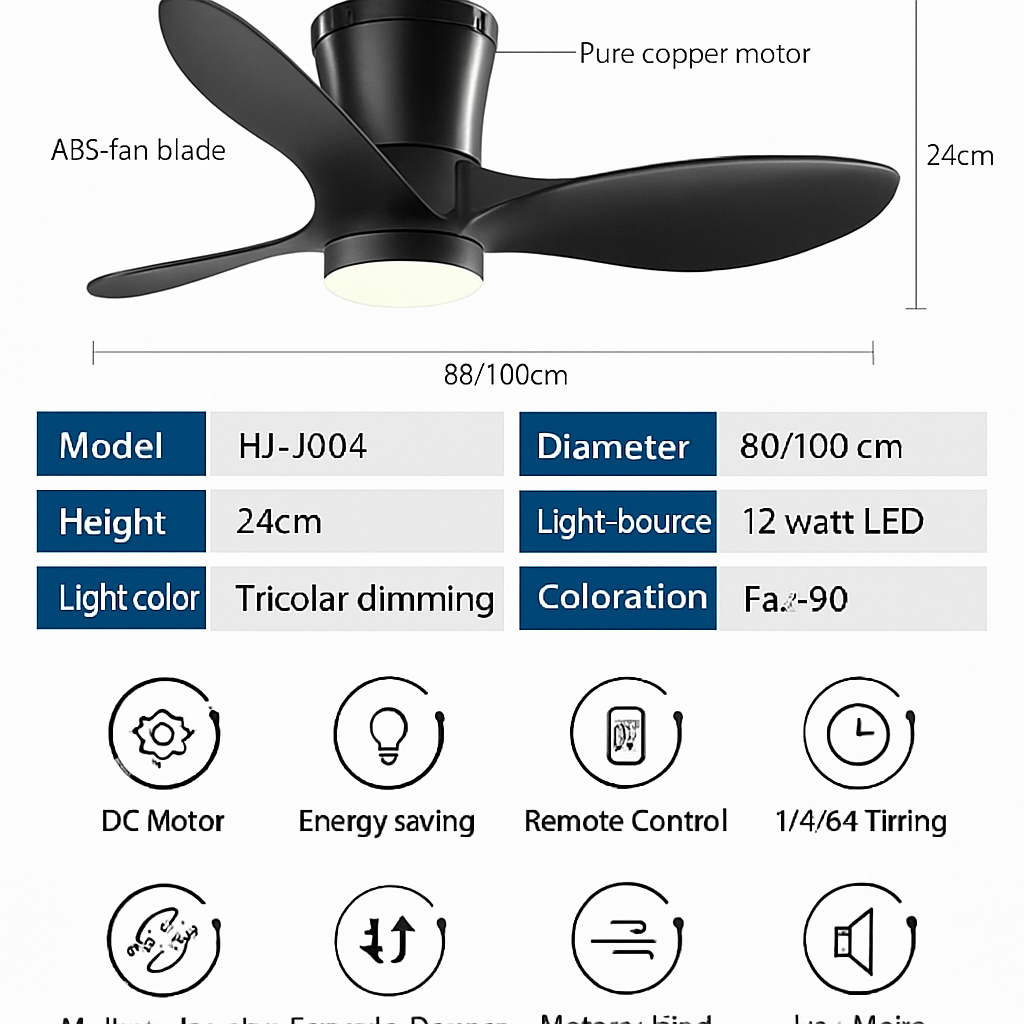 ventilateur de plafond moderne sans lumières lux&vitae led avec télécommande - vue 10 sur 11