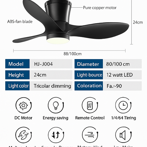 ventilateur de plafond moderne sans lumières lux&vitae led avec télécommande - vue 10 sur 11