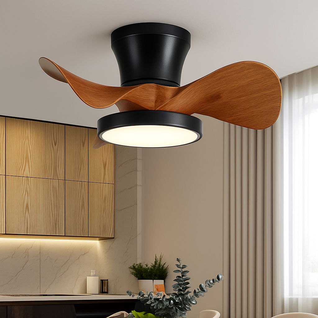 Modern silent ceiling fan with LED light and remote control