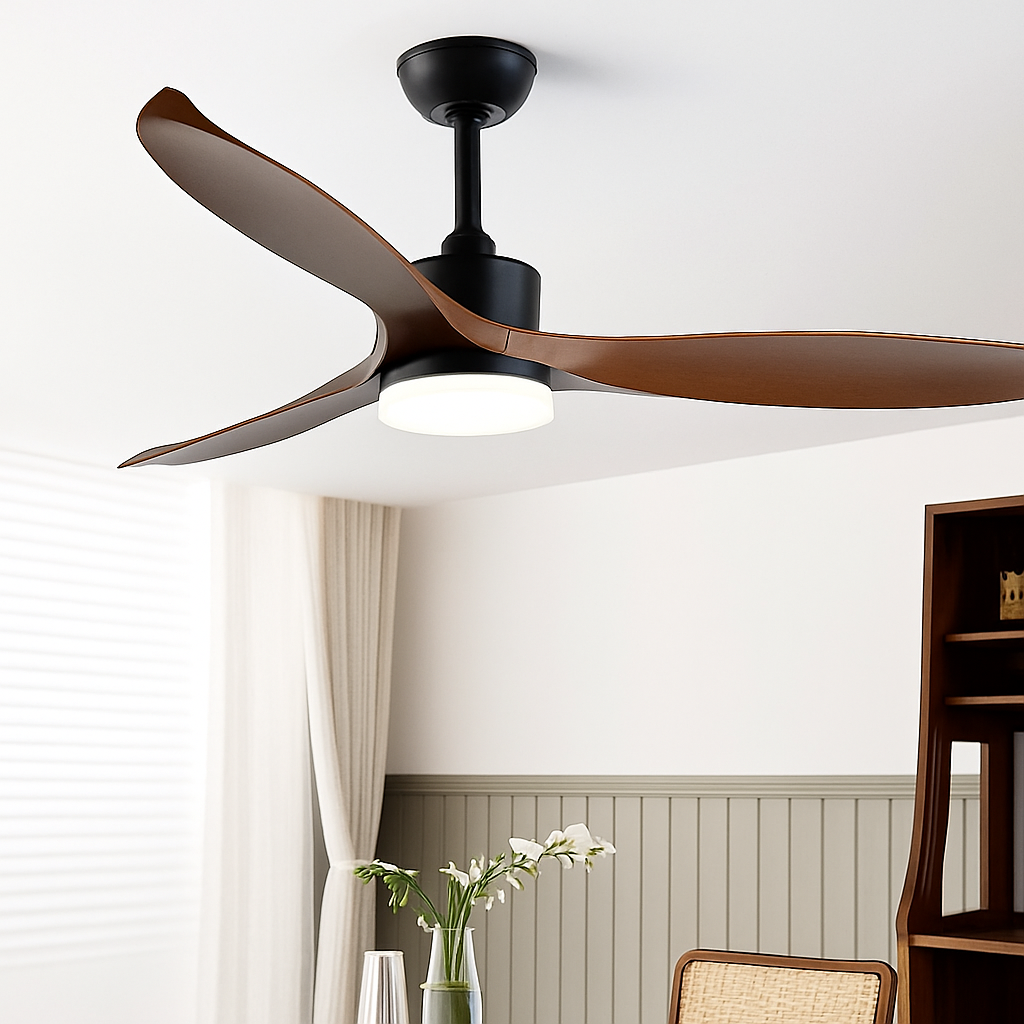 Modern simple pure copper ceiling fan with LED light