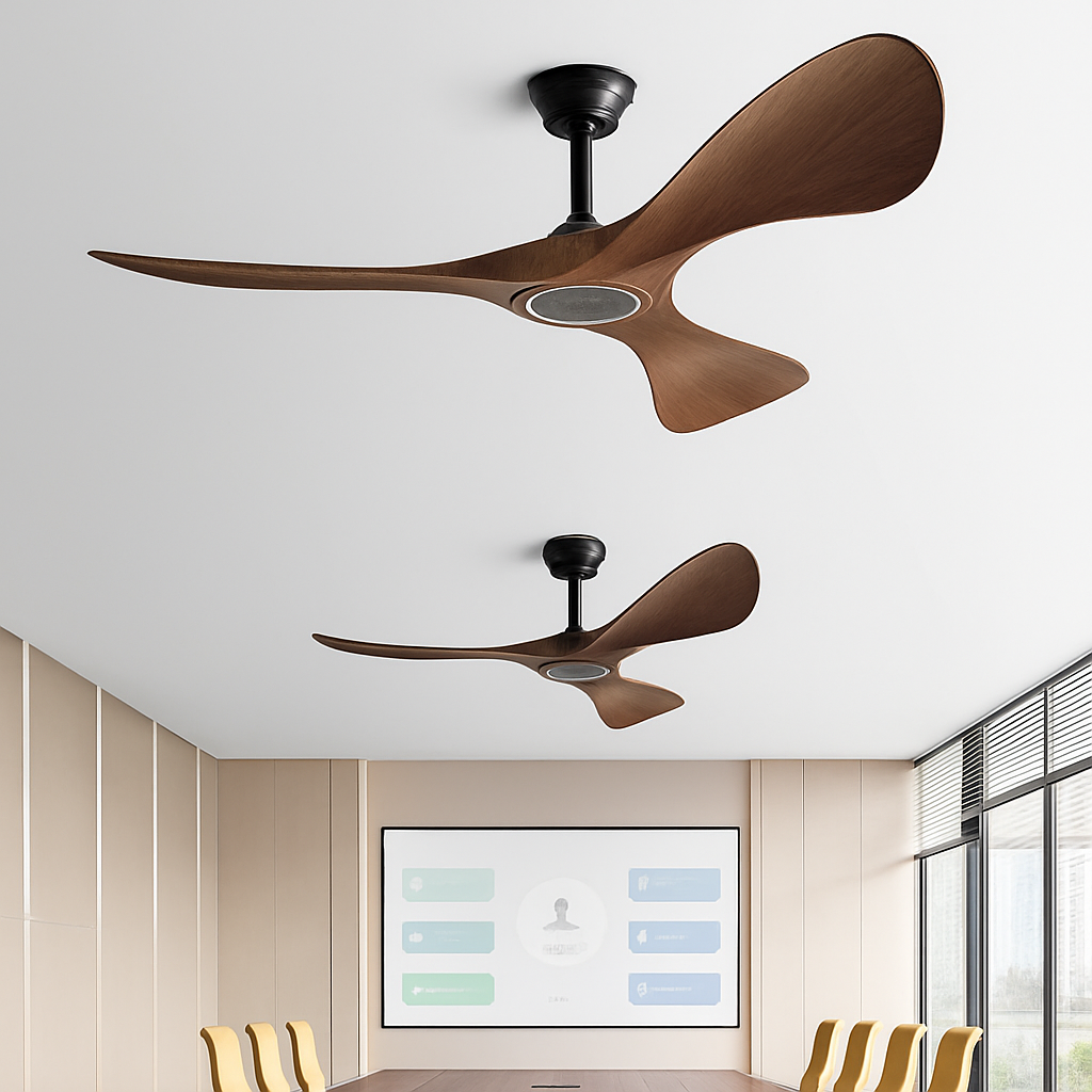 Modern three-blade ceiling fan with light and remote control