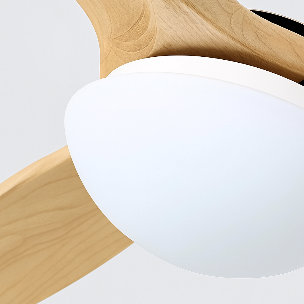 ventilateur de plafond nordique à lumière télécommandée en bois et métal - vue 5 sur 12