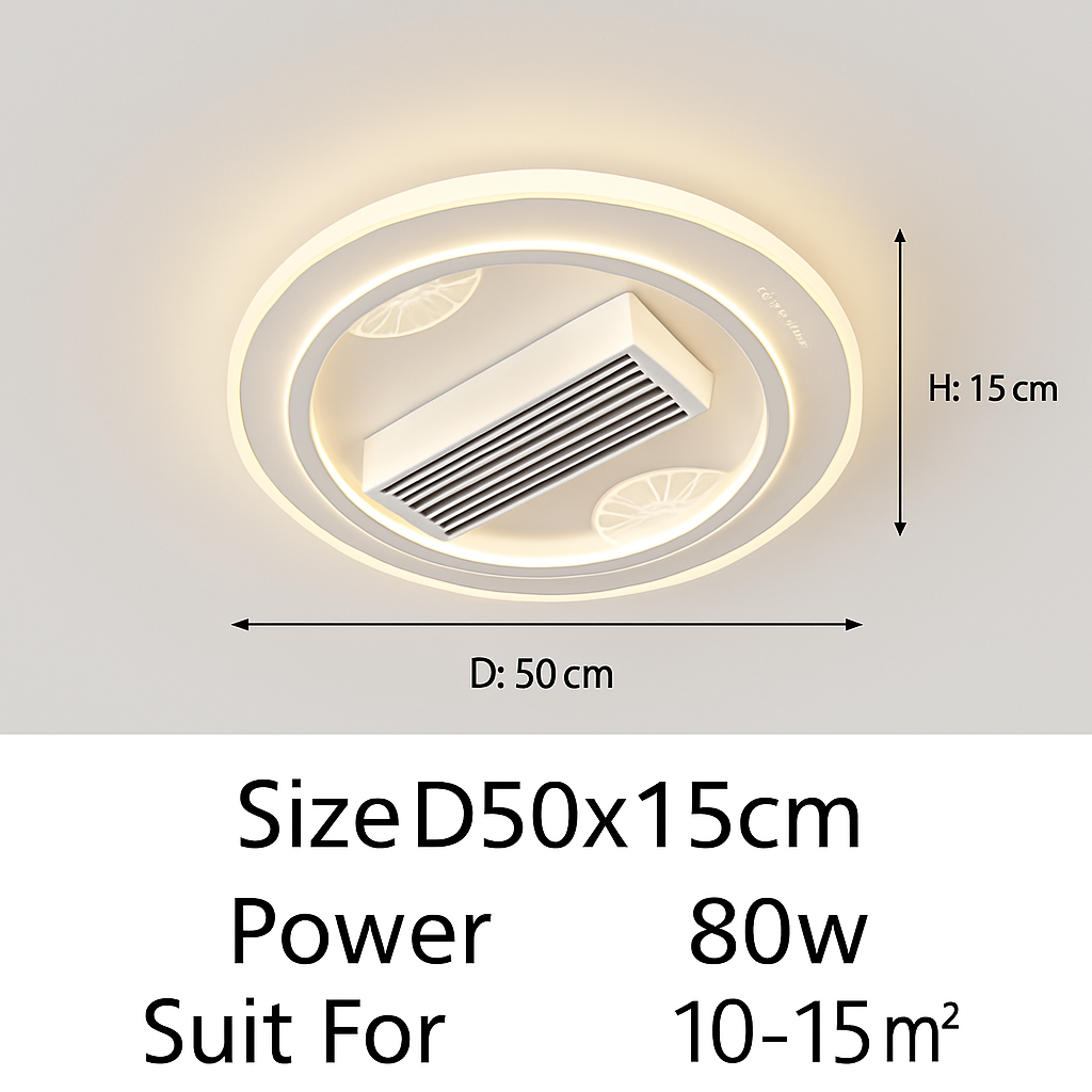 Ultra-slim bladeless ceiling fan with modern lighting