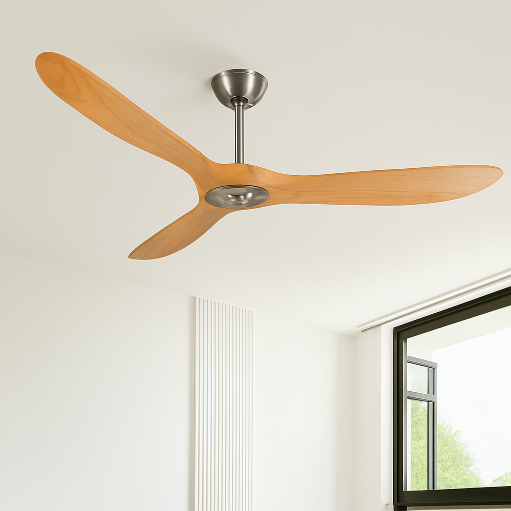 ventilateur industriel en bois télécommandé sans lumière - vue 3 sur 16