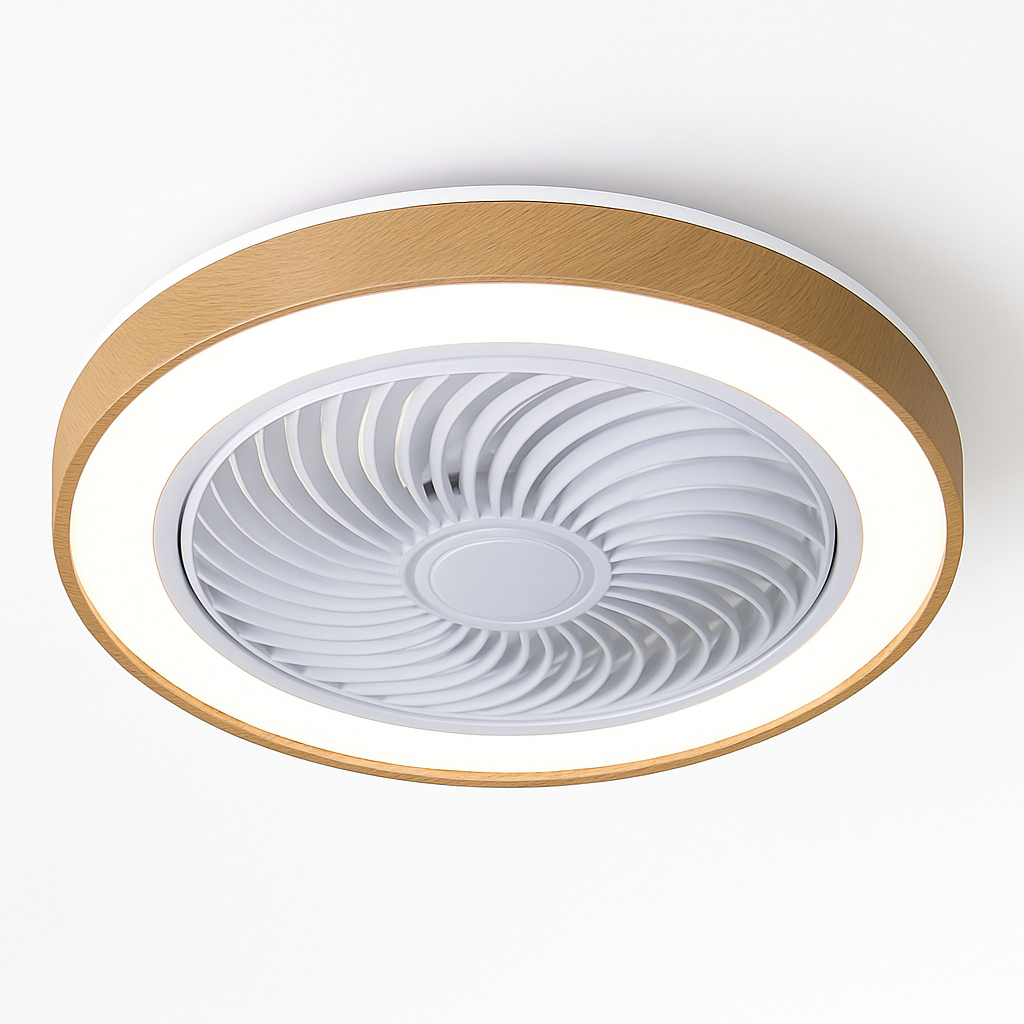Modern electric wooden fan with remote control LED light
