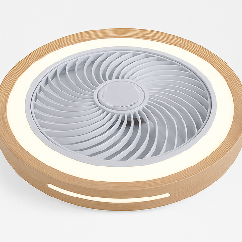 Modern electric wooden fan with remote control LED light - vue 7 sur 7