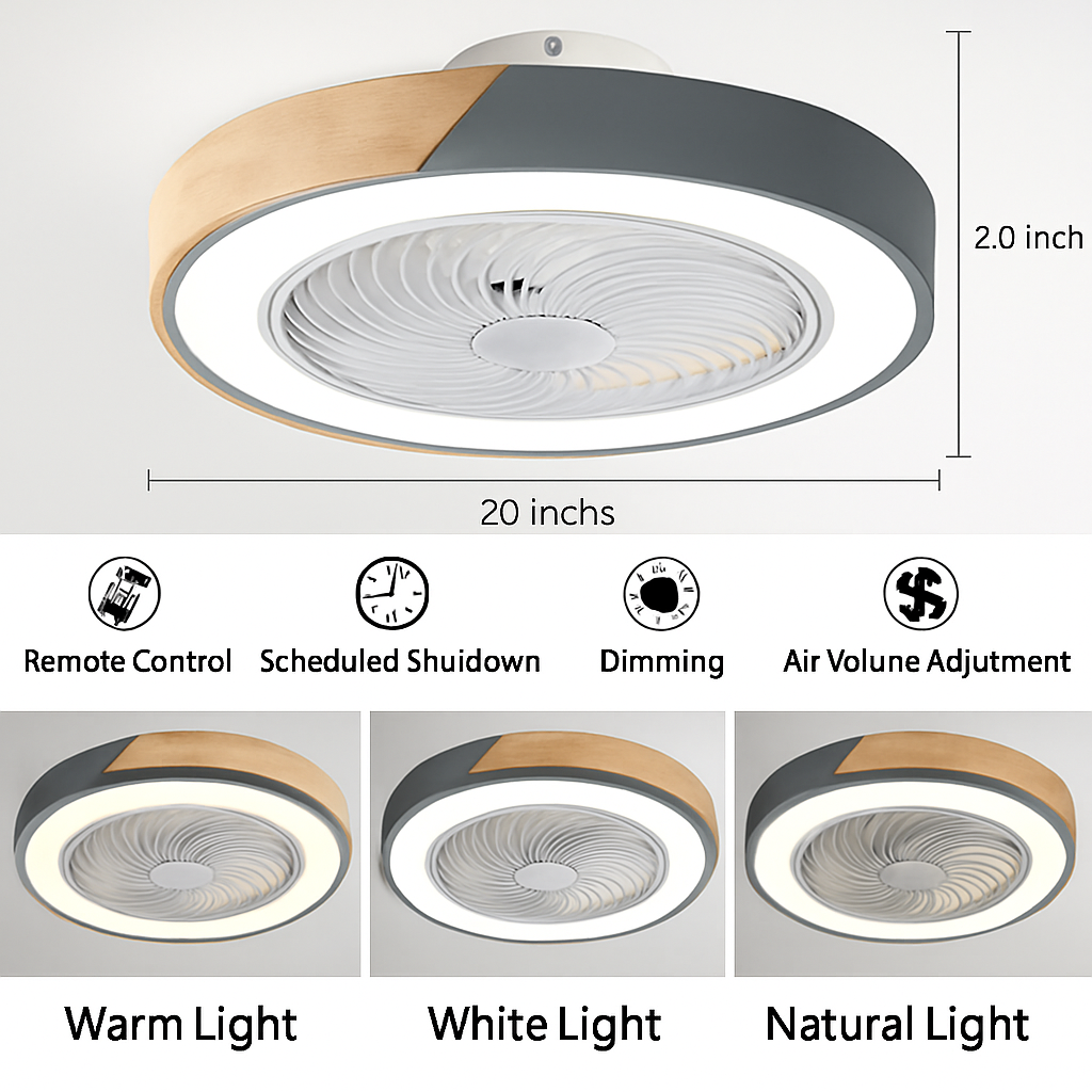 ventilateur plafond moderne pour enfants avec lumière led et télécommande - vue 8 sur 8