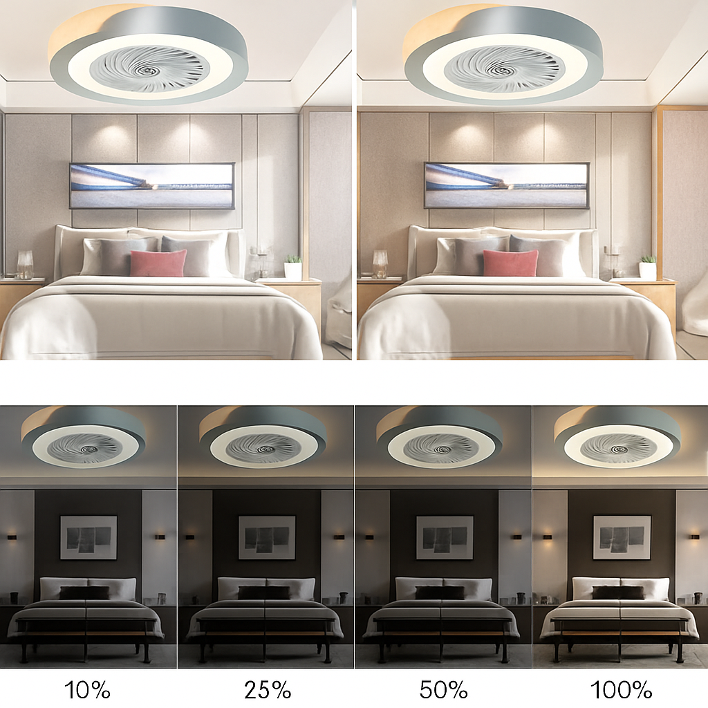 Modern ceiling fan for children with LED light and remote control