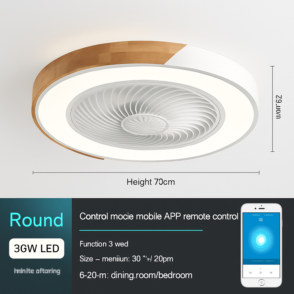 ventilateur plafond moderne pour enfants avec lumière led et télécommande - vue 7 sur 8