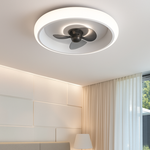 Silent ceiling fan with invisible blades and integrated lighting - vue 4 sur 12