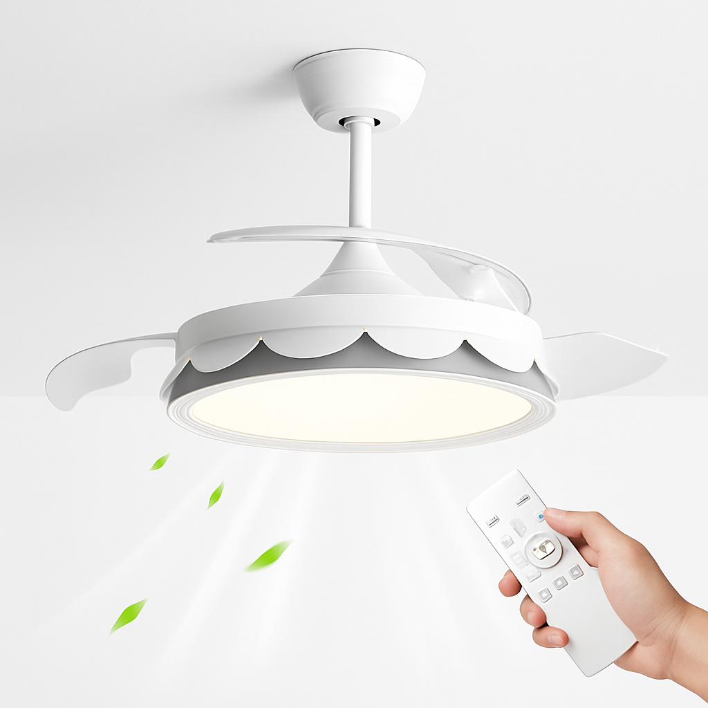 Modern ceiling fans with integrated lighting and remote control, elegant design