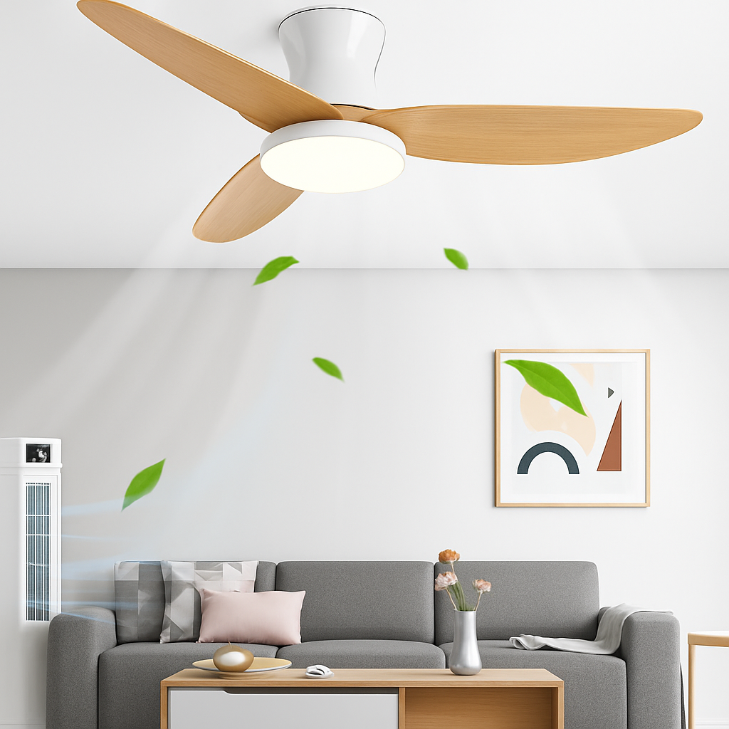 Modern ceiling fans with continuous motor and remote control