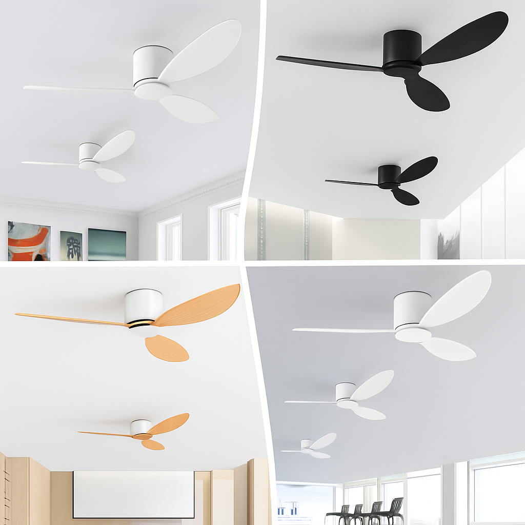 Modern minimalist ceiling fans with remote control, no light