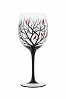Verre à vin arbre quatre saisons peint main