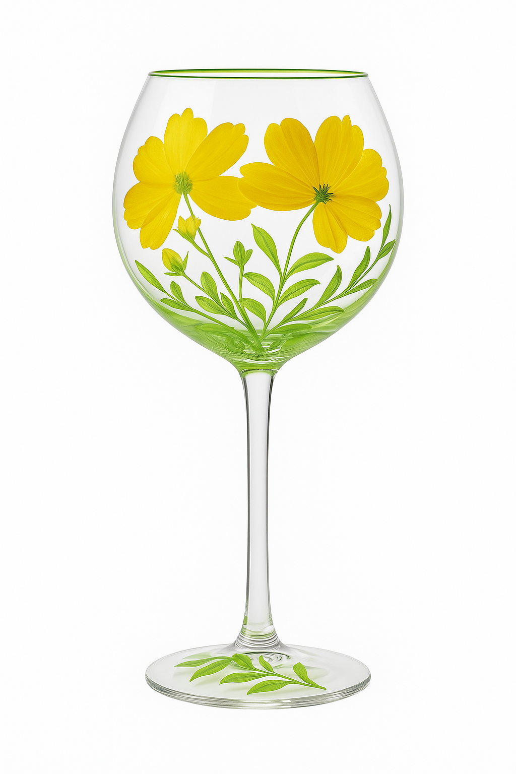 verre à vin haut motifs floraux lot trois - vue 2 sur 2