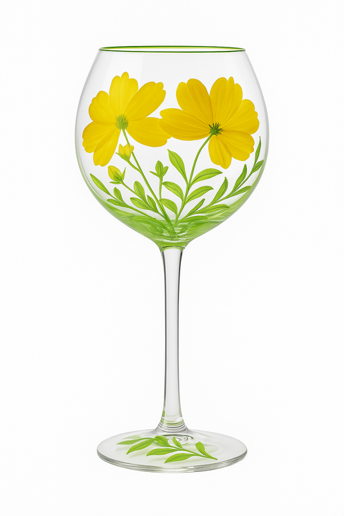 verre à vin haut motifs floraux lot trois
