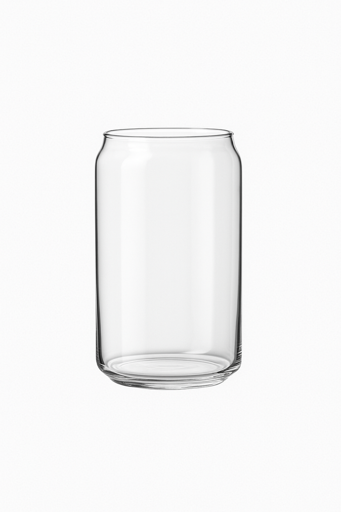 Verre canette borosilicate avec couvercle bambou et paille