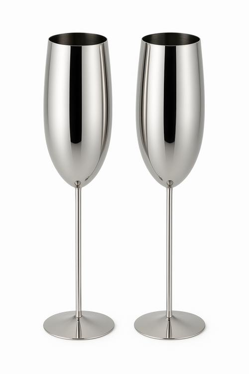 Verre champagne acier inoxydable texture coupe cocktail fete