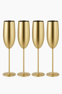 Verre champagne acier inoxydable texturé style coupe fête