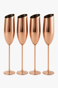 Verre champagne acier inoxydable texturé style élégant fête