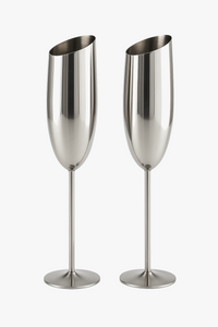 Verre champagne inox texturé style tulipe festif élégant