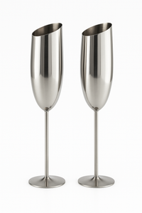 Verre champagne inox texturé style tulipe festif élégant