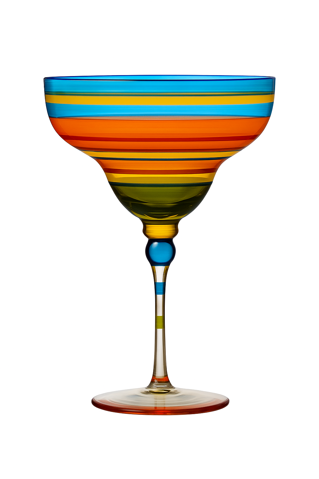 Verre cocktail margarita peint flamant motif rayures - vue 2 sur 2