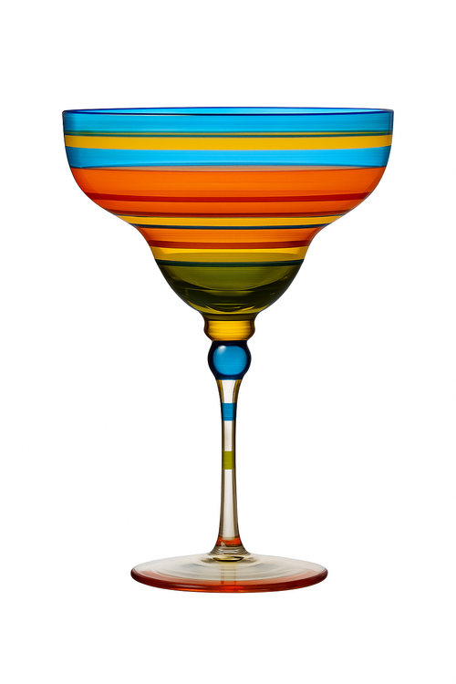Verre cocktail margarita peint flamant motif rayures