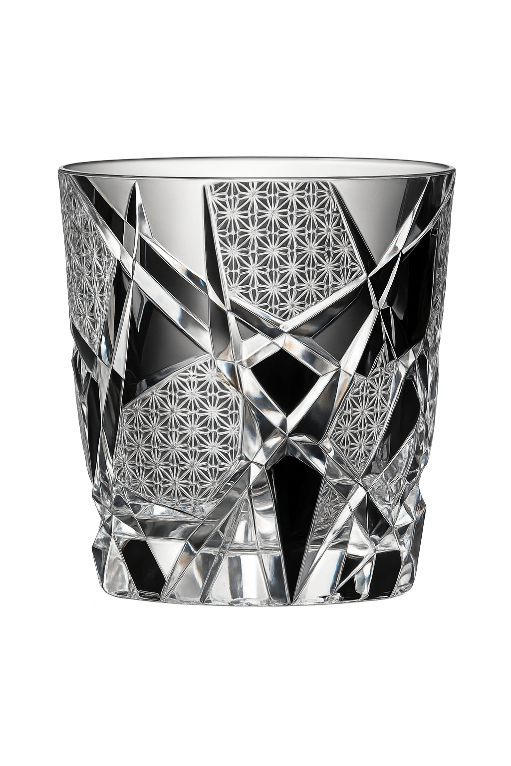 Verre cristal style edo kiriko motif eclairs sculpte