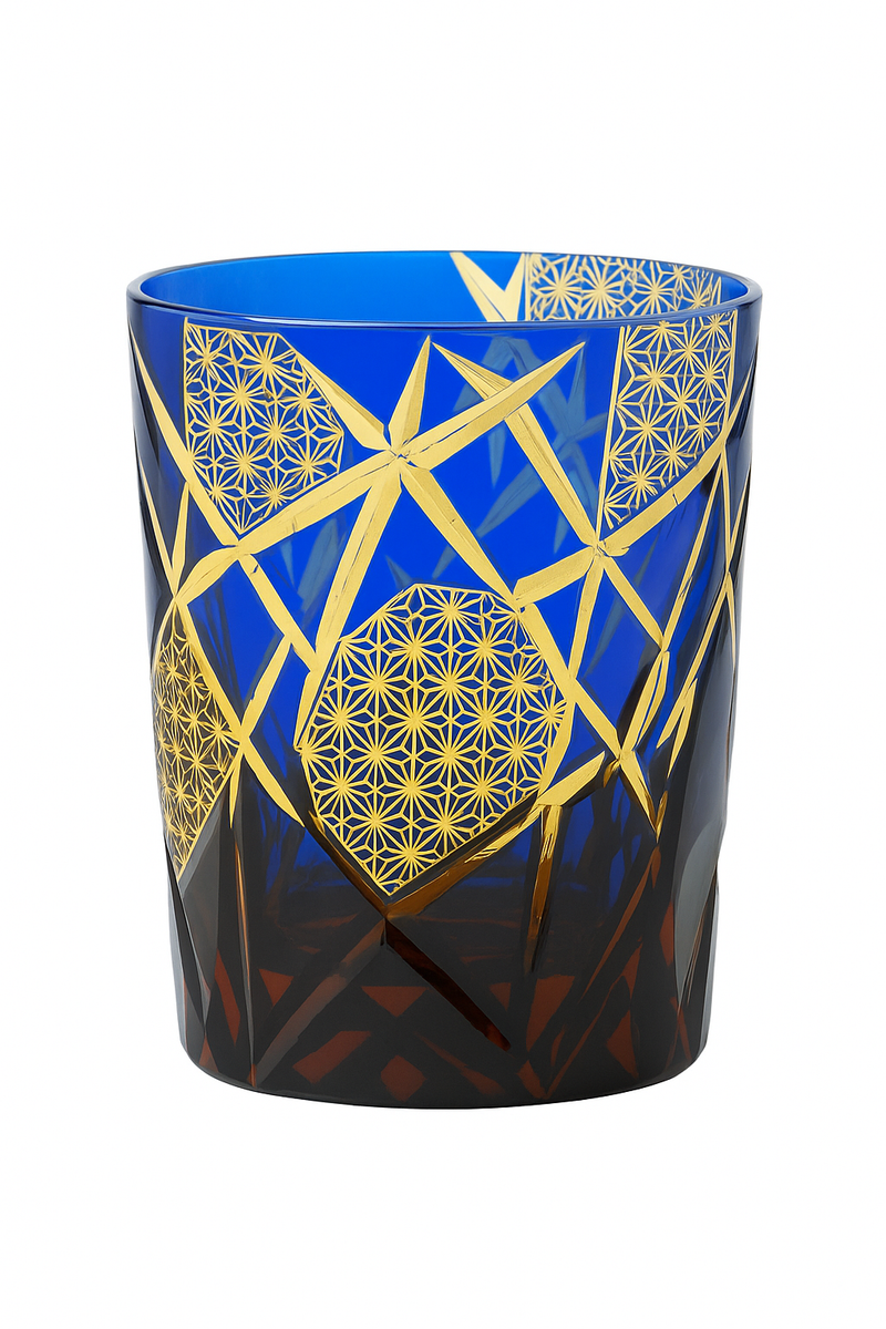 Verre whisky edo kiriko gravé motifs japonais artisanal