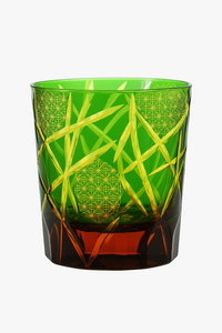 Verre whisky edo kiriko japonais sculpté motifs géométriques