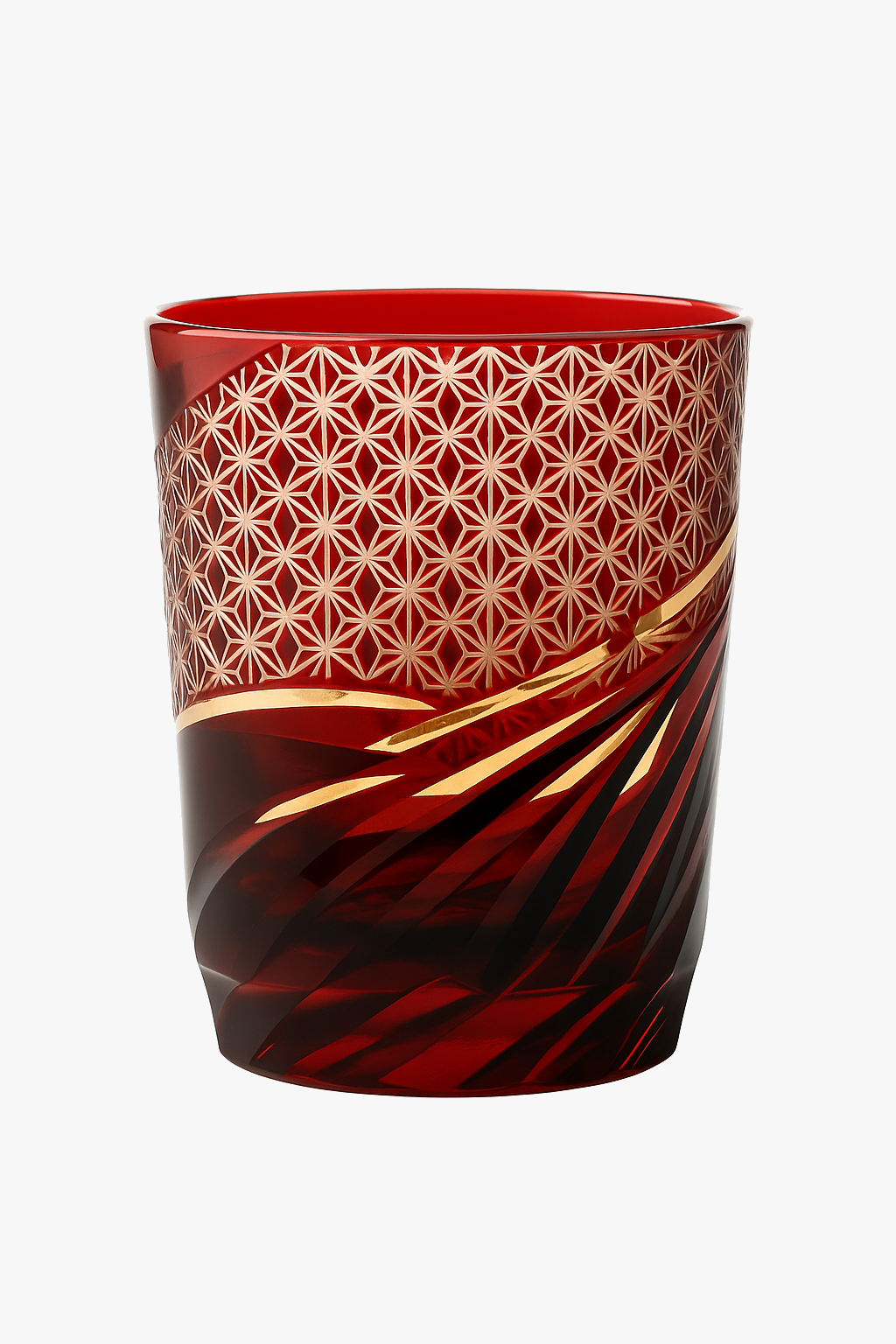 verre whisky edo kiriko motifs géométriques gravés main