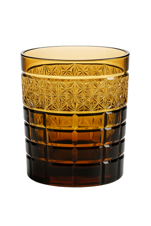 verre whisky japonais edo kiriko gravé motif géométrique