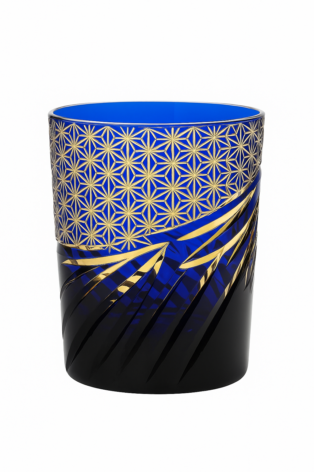 Verre whisky japonais edo kiriko gravé motifs géométriques - vue 2 sur 2